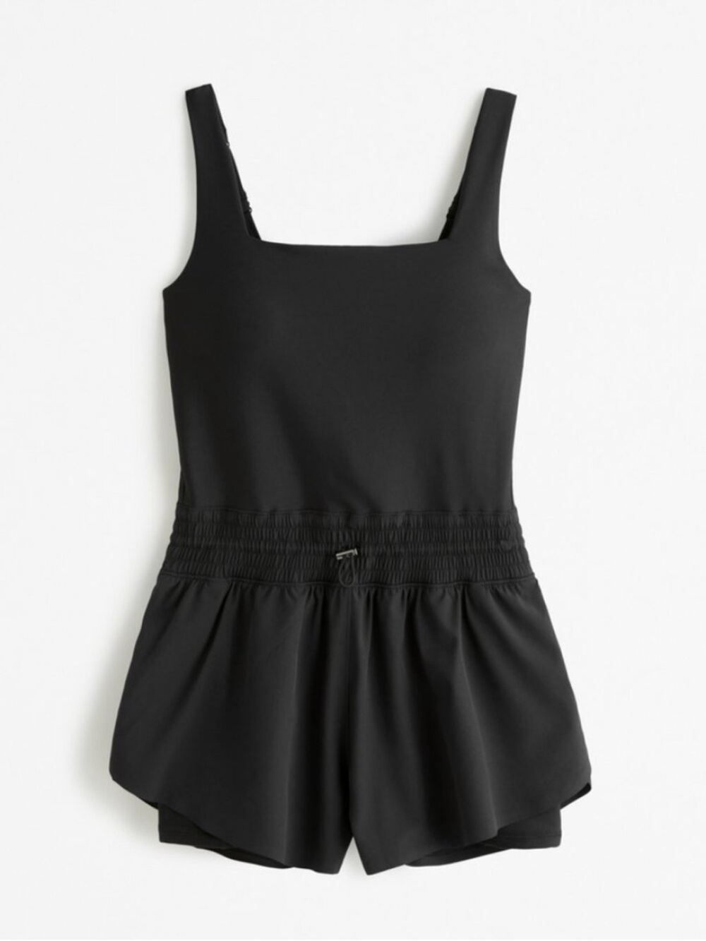 Abercrombie & Fitch Black Sleeveless Square-Neck Romper